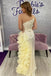 Sexy One Shoulder Spaghetti Straps Tulle Ruffles Side Slit Floor Length Mermaid Evening Gown Prom Dresses ,WGP601