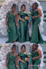 Green Appliques One Shoulder Mermaid Long Bridesmaid Dresses , BDS0179