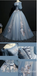 Grey Blue Off Shoulder Flower Embroidery A-line Ball Gown Lace up Back Evening Gown Maxi Long Evening Party Prom Dresses ,WGP1187
