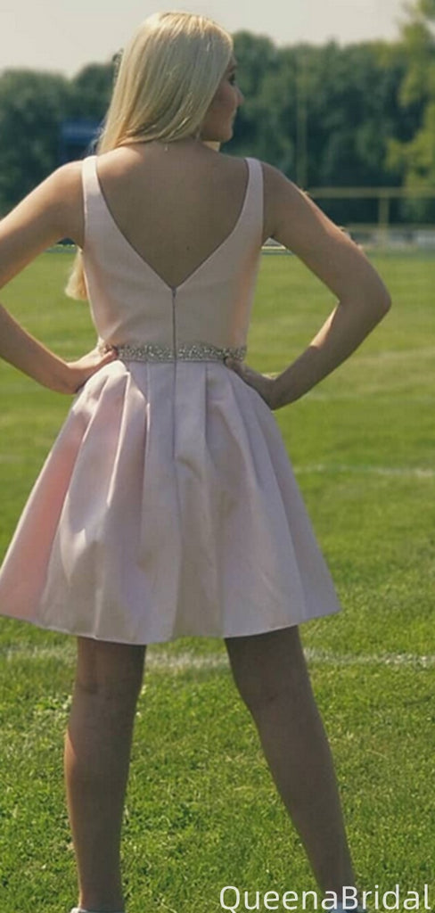 Elegant V-neck Notched A-line Short Mini Homecoming Dress,QB1006