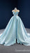 Stylish Blue A-line Illusion Lace up Back Long Party Dress Prom Dresses ,WGP1781