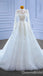 Gorgeous White High Neck Long Sleeves Lace Appliques Lace up Back Long Party Dress Prom Dresses ,WGP1782