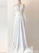 Elegant Ivory V Neck Hater A-line Party Dress Long Prom Dresses to Impress ,WGP1602