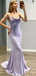 Elegant Light Purple Spaghetti Straps Mermaid Sleeveless Cheap Simple Evening Prom Dresses,WGP527