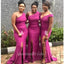 Mismached Rose Pink Side Slit Mermaid Simple Cheap Bridesmaid Dresses,BDS0183