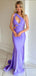 Sexy Purple Mermaid One Shoulder Cutout Long Evening Gown Prom Dresses ,WGP568