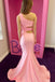 Elegant Pink One Shoulder Mermaid Long Evening Prom Dresses,WGP512