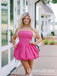 Elegant Pink Strapless Bubbles Simple Cheap Sheath Short Homecoming Dresses, QB0526