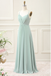 Elegant Sage Green Chiffon A-Line Prom Dress - Lace Applique Backless Formal Gown, WGP1189