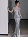 Gorgeous Shiny Sliver Spaghetti Straps Sheath Long Party Dress Prom Dresses ,WGP1796