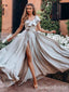 Newest Elegant Sexy High Slit A-line Evening Gown Long Formal Dresses Prom Dresses with Pleats,WGP799