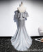 Silver Lace Up Back Spaghetti Straps V-neck Mermaid Evening Gown Maxi Long Evening Party Prom Dresses ,WGP1023