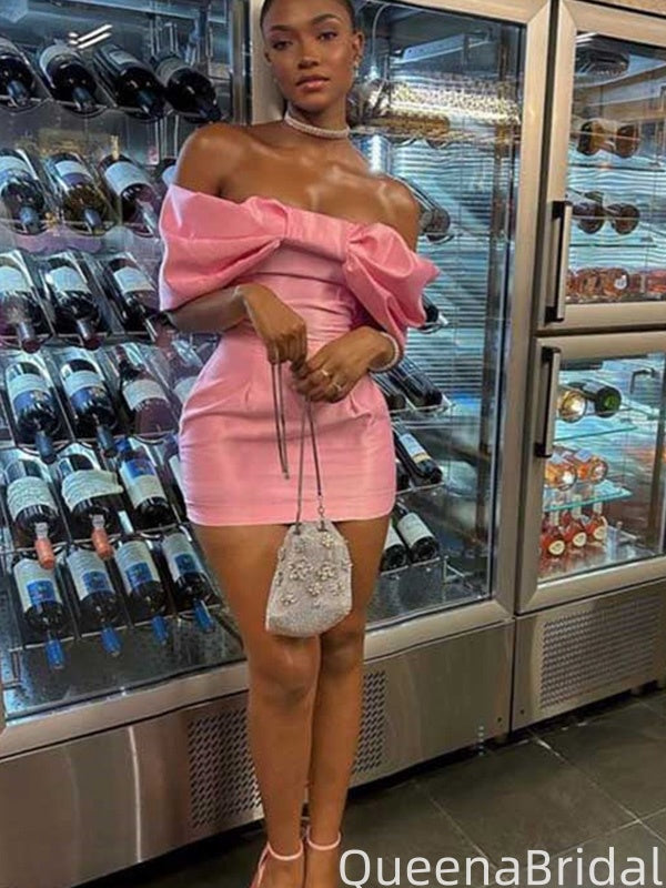 Elegant Off-shoulder Sheath Short Mini Homecoming Dress,QB1018