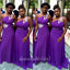 Elegant Purple Chiffon One Shoulder Beading Mermaid Simple Long Cheap Bridesmaid Dresses, BDS0193