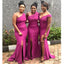 Mismached Pink One Shoulder Mermaid Side Slit Long Cheap Bridesmaid Dresses,BDS0167