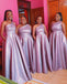 Light Pink Sequin A-Line  Long Cheap Elegant Bridesmaid Dresses, BDS0157