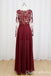 Gorgeous Stylish Illusion Long Sleeves Lace Appliques A-line Long Party Dress Prom Dresses ,WGP1822