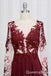 Gorgeous Stylish Illusion Long Sleeves Lace Appliques A-line Long Party Dress Prom Dresses ,WGP1822