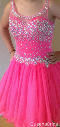 Elegant Scoop A-line Short Mini Homecoming Dress,QB1030