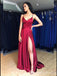 Sexy Spaghetti Straps V Neck Lace up Back Side Slit Long Party Dress Prom Dresses ,WGP1826