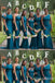 Mismatched Blue Mermaid Long Bridesmaid Dresses , BDS0191