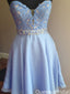 Elegant V-neck Notched A-line Short Mini Homecoming Dress,QB1036