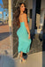 Sexy Light Blue Spaghetti Strap Mermaid Long Prom Dresses,WGP408