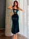 Sexy Unique Dark Green Pleats Mermaid Evening Prom Dresses,WGP454