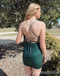 Sexy Simple Green Lace Up Back Spaghetti Straps Mermaid Short Homecoming Dresses Tight,QB0639