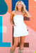 Elegant White Strapless Pockets A-line Graduation Party Short Homecoming Dress Formal Evening Party Dress , QB0855