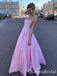 Sexy Spaghetti Straps Floral Beading A-line Evening Gown Long Prom Dresses ,WGP688