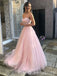 Elegant Pink Strapless Lace Appliques Corset A-Line Tulle Prom Ball Gown, WGP613