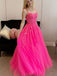 Elegant Tulle Spaghetti Straps Lace Appliques Long Homecoming Dresses, QB0581