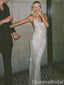 Shiny Ivory Mermaid Spaghetti Straps Long Party Dress Prom Dresses ,WGP1845
