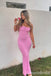 Sexy Pink Spaghetti Straps Mermaid Long Party Dress Prom Dresses ,WGP1848