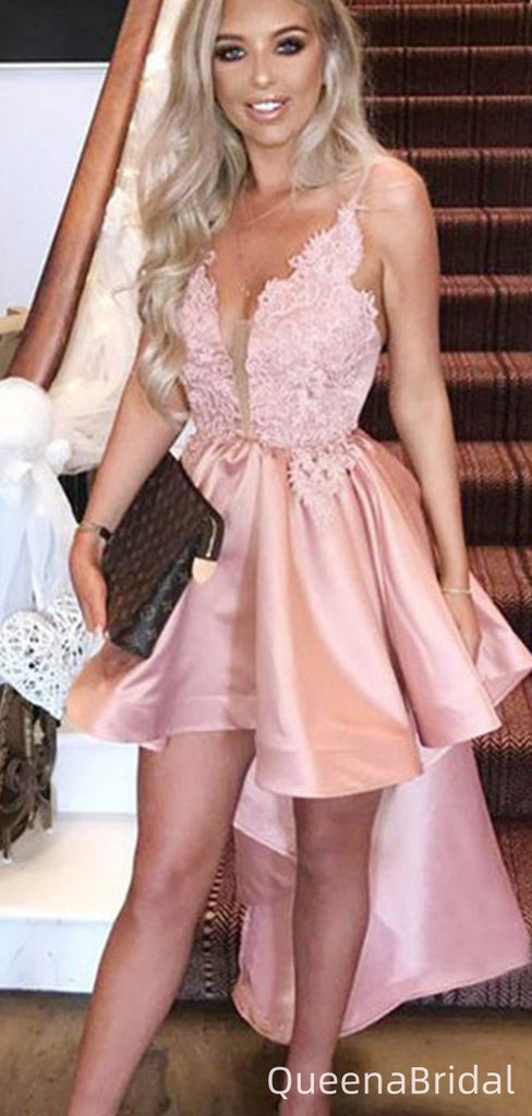 Gorgeous Spaghetti Strap V-neck A-line Short Mini Homecoming Dress,QB1043