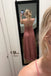 Sexy Pink Chiffon Cowl  A-Line Lace Up Back Side Slit Long Prom Dresses,WGP429