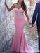 Sexy Pink Lace Appliques Beading Mermaid Sweetheart Strapless Evening Gown Long Prom Dresses with Pleats,WGP699
