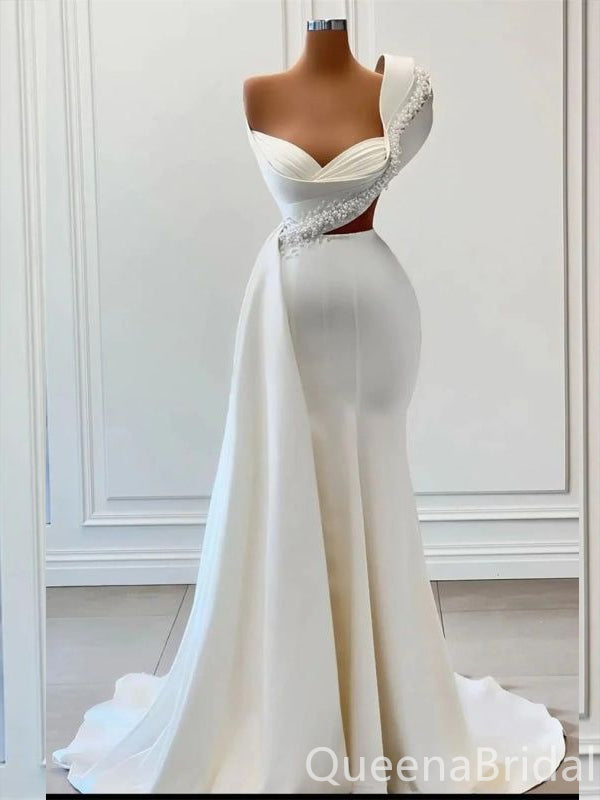 Stunning Beaded One Shoulder Mermaid Party Dress Long Prom Dresses to Impress ,WGP1619