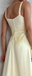 Elegant Pale Yellow Scoop Spaghetti Strap A-line  Evening Prom Dresses,WGP467