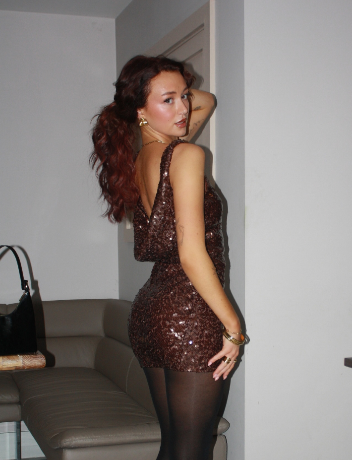 Sparkly Brown Homecoming Dress Graduation Party Dress , QB0884