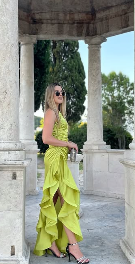 Elegant Green A-line One-sleeve Long Formal Gown to Impress,WGP1842