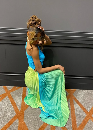 Sexy Green-Blue A-line One-shoulder Long Formal Gown to Impress,WGP1919