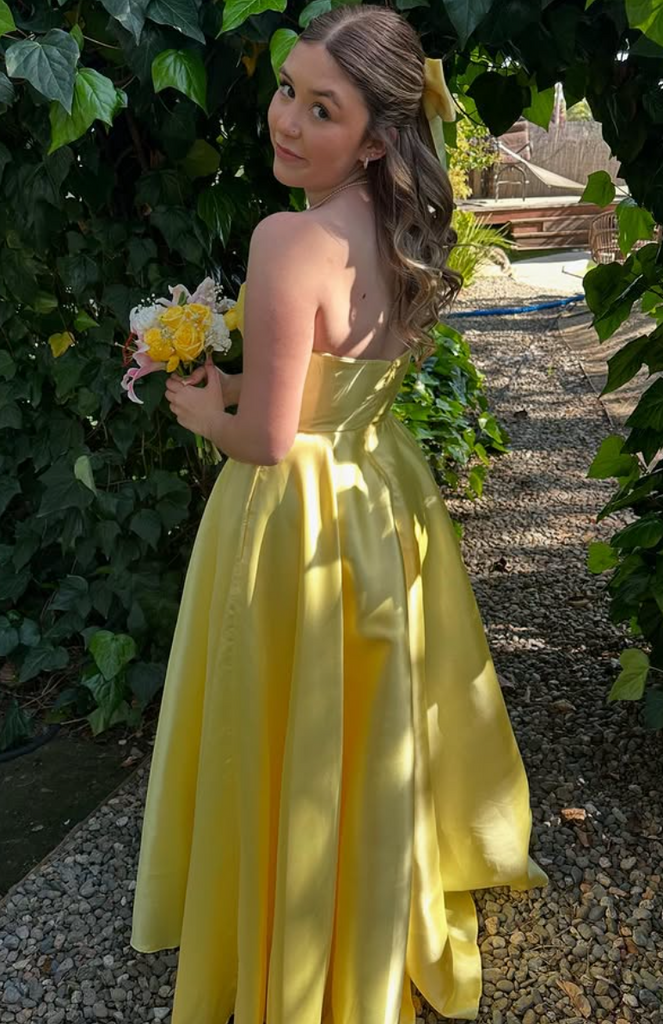 Elegant Yellow Sweetheart A-line Long Formal Gown to Impress,WGP1942