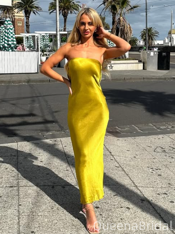 Sexy Gold Mermaid Straight Across Long Formal Gown to Impress,WGP1945