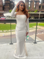 Popular White Long Sleeve Mermaid Long Formal Gown to Impress,WGP1981