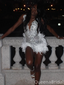 Sparkly White V-neck Homecoming Dress Graduation Party Dress , QB0964