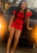 Elegant Red Off-shoulder Homecoming Dress Graduation Party Dress , QB0956