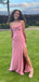 Elegant Pink Spaghetti Strap A-Line Side Slit Long Prom Dresses,WGP431