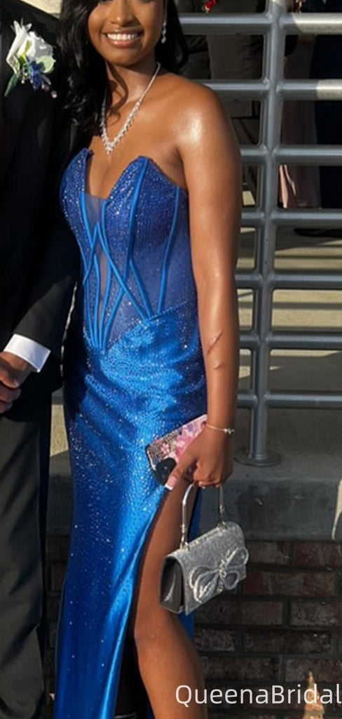 Sexy Strapless V-neck Mermaid Long Prom Dress Ideas, Evening Party Dresses,WGP2144
